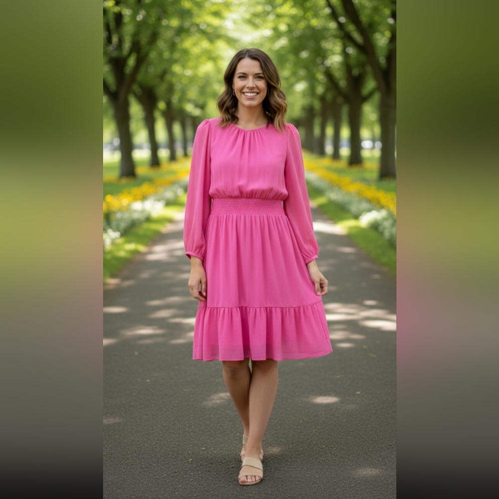 J. Crew Pink Ruffled Smocked Sundress